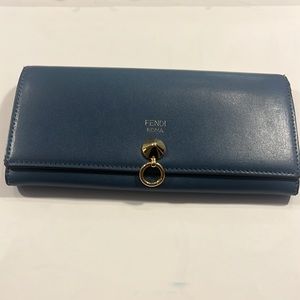 Fendi Roma blue leather wallet
